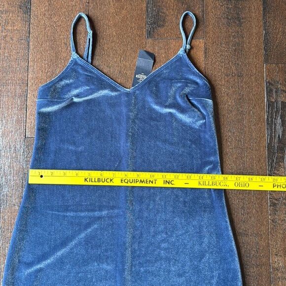 NWT Hollister Co womens velour mini slip dress size XS dusty blue fall event wed - Picture 10 of 10